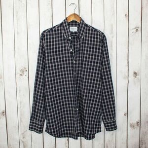 LEDBURY Dress Shirt Blue Plaid Cotton Size 16 1/2 42cm